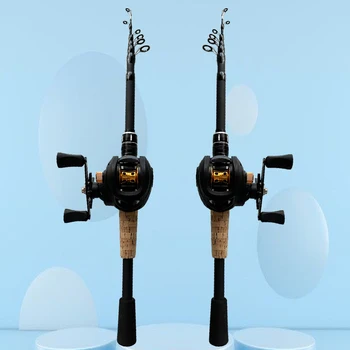 Телескопичен Прът Combo Baitcasting Reel Устройство Travel Kit Pole Bass за Улов на Шаран Pesca 1,5 М-2.4 М Комплект за Улов на Риба Carbon