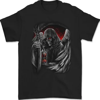 Тениска Grim Reaper с байкерским черепа в стил готик-хеви-метъл, 100% памук
