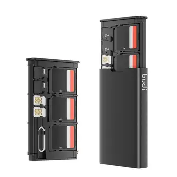 Устойчив на удари SD Micro SD слот за SIM-карта, Пин код, Карта памет Кутия За съхранение на BUDI 1 Притежателя на Телефона, Преносим Сплав 17 Карти Алуминиеви Аксесоари