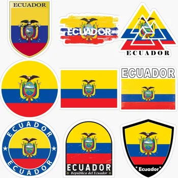 Флаг ECU на Еквадор Етикети с националната емблема на Мотоциклет Кемпер под Наем Лаптоп за Автомобил, Камион Каска Дейности PVC Стикер на поръчка